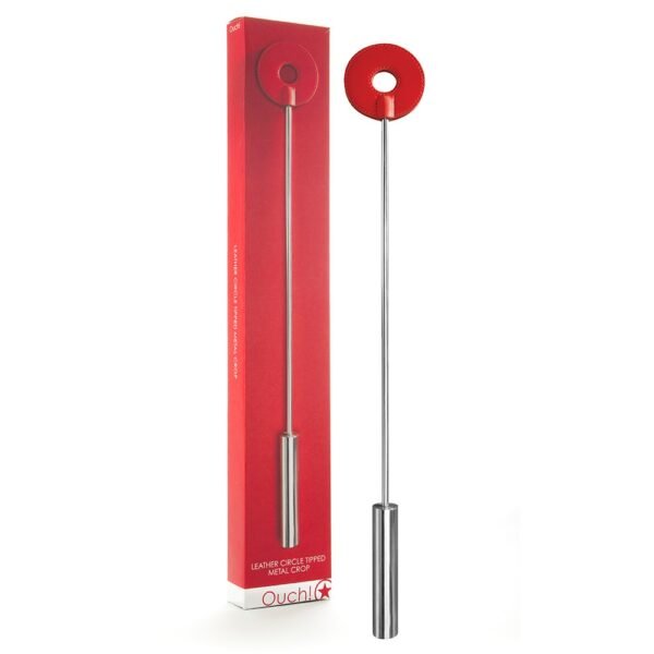 CHIBATA OUCH! LEATHER CIRCLE TIPPED METAL CROP VERMELHA - Imagem 3