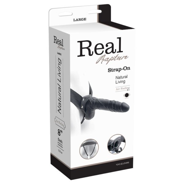 STRAP-ON OCO COM VIBRAÇÃO E TESTÍCULOS REAL RAPTURE AIR FEELING 8' PRETO - Imagem 2