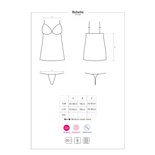 CAMISA DE NOITE E TANGA REDELLA OBSESSIVE PRETA - Imagem 5