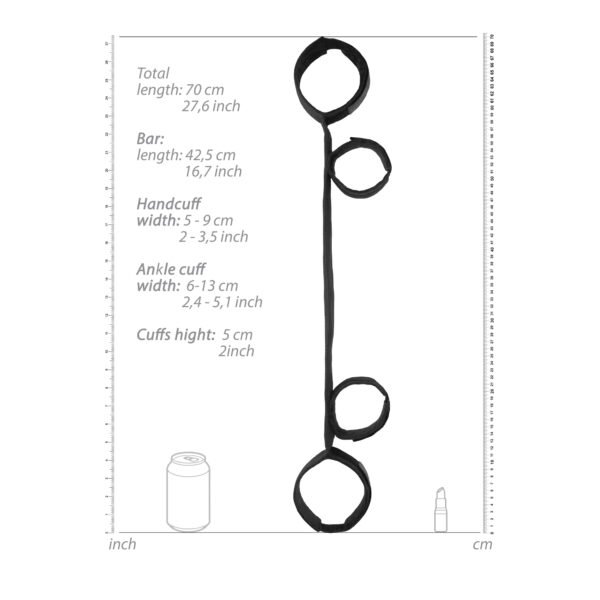 BARRA AFASTADORA COM ALGEMAS OUCH! SPREADER BAR WITH CUFFS PRETA - Imagem 4