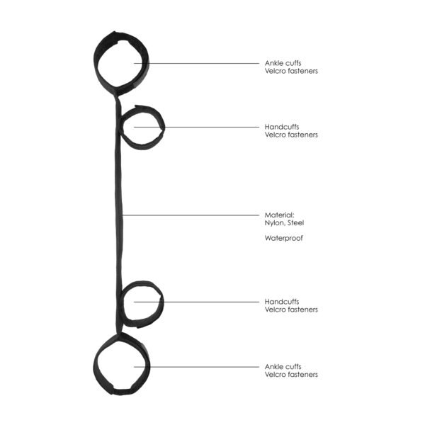 BARRA AFASTADORA COM ALGEMAS OUCH! SPREADER BAR WITH CUFFS PRETA - Imagem 5