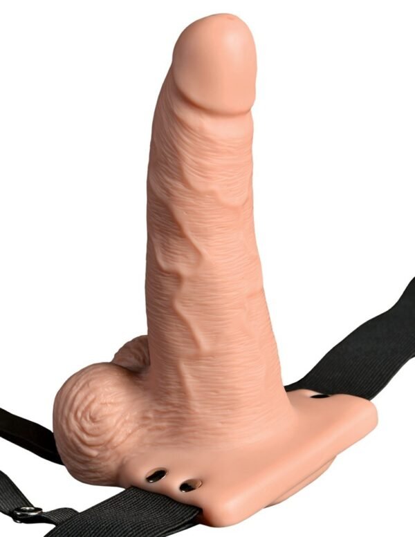 ARNÊS COM DILDO OCO RECARREGÁVEL 6' HOLLOW RECHARGEABLE STRAP-ON COM COMANDO FETISH FANTASY SERIES - Imagem 2